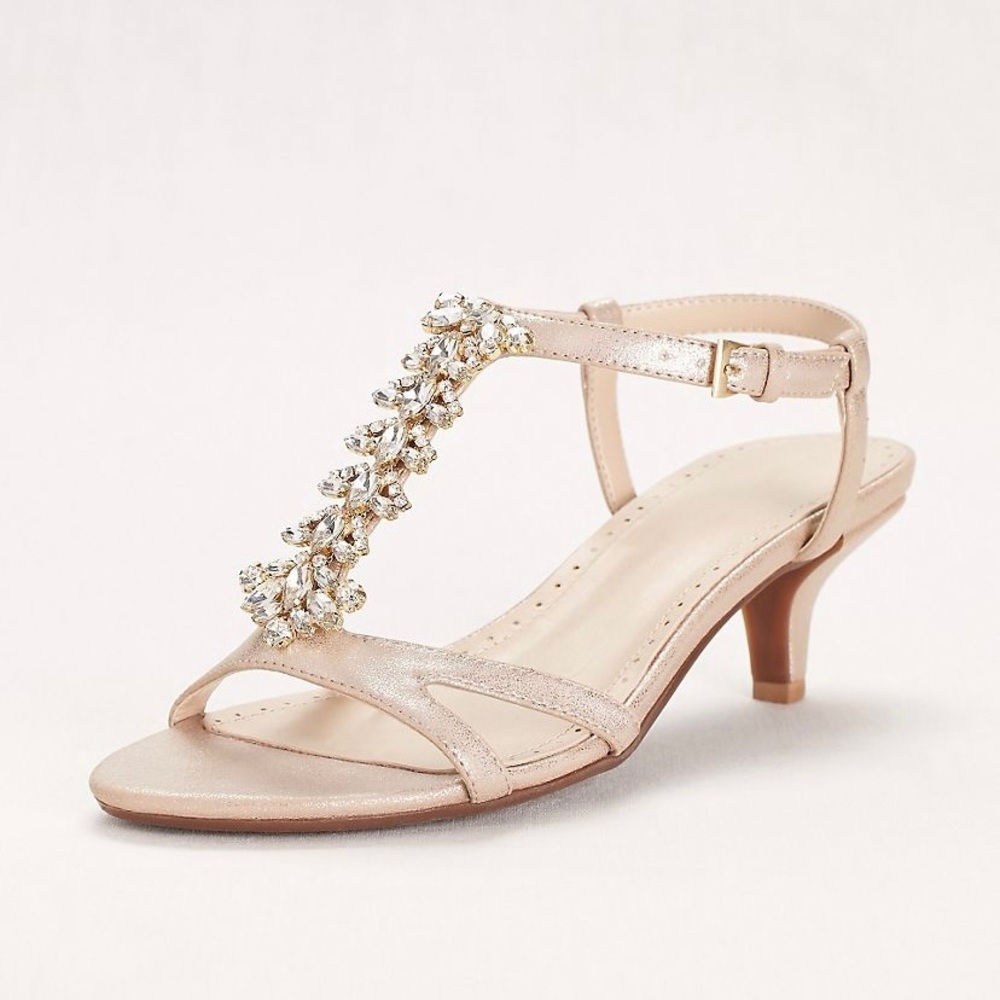 David’s Bridal Karina Crystal T-Strap Low Heel Sandal